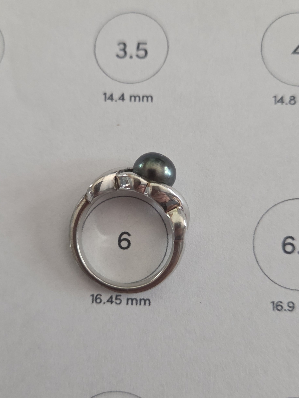 Honora Sterling Silver Black Pearl Ring Size 6 - Picture 6 of 7